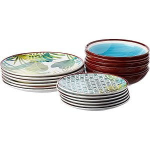 Tognana Jungle Tableware, Set Of 18 Pieces, Porcelain, Multicoloured