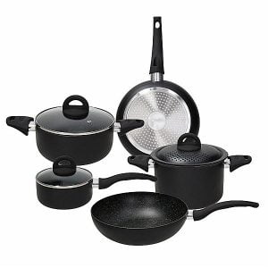 Tognana Cooking Set 8 Pieces, Printed Aluminium, Rock Black