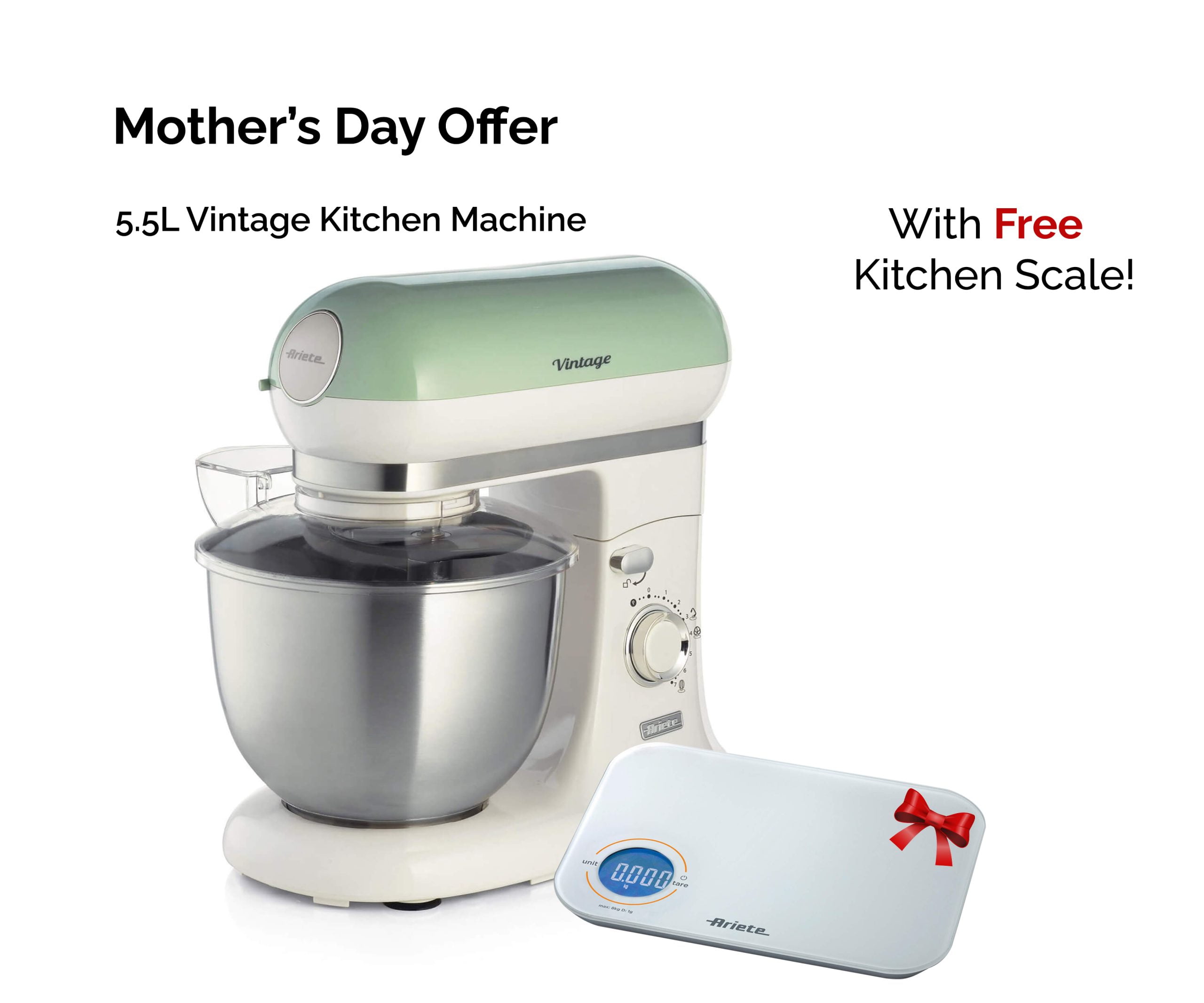 Kitchen Date Machine Vintage Kitchen Machine, 1200W, 5.5L With Free Touch Kitchen Scale ...