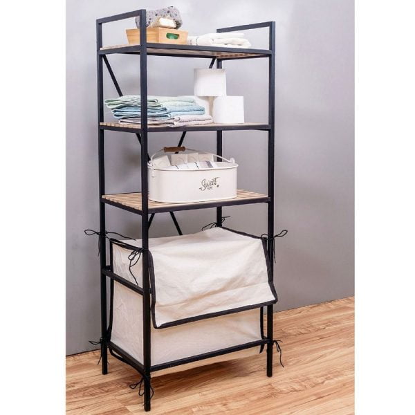 Olea - Freestanding Shelving Unit with laundry basket