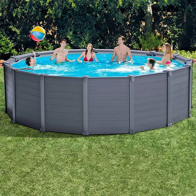 Intex - Graphite Gray, Round Pool, 478 x 124 cm with sand filter pump ...