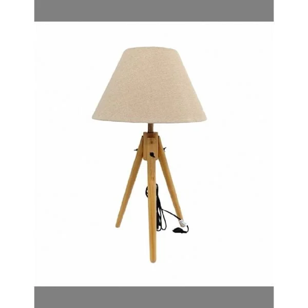 Table Lamp With Wood Tripod