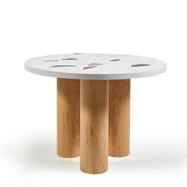 Terrazo Styled - cylindrical wooden legs Coffee Table