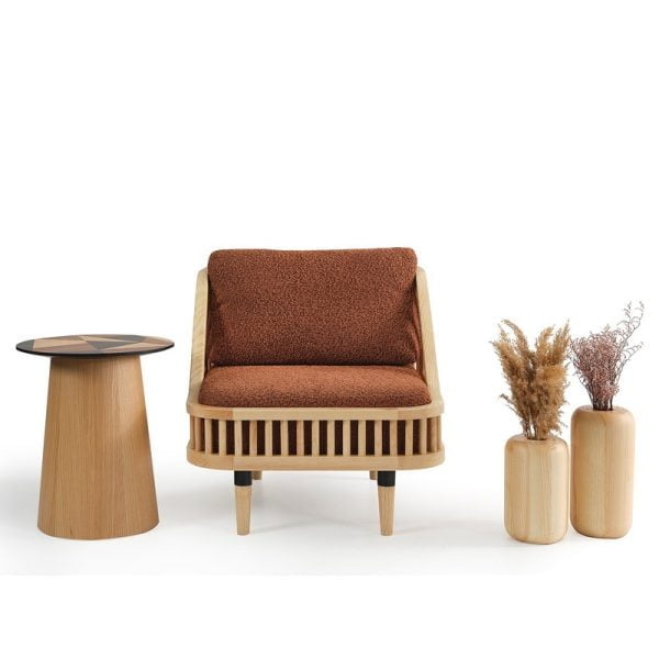 Armchair With Wood striped body - Image 5