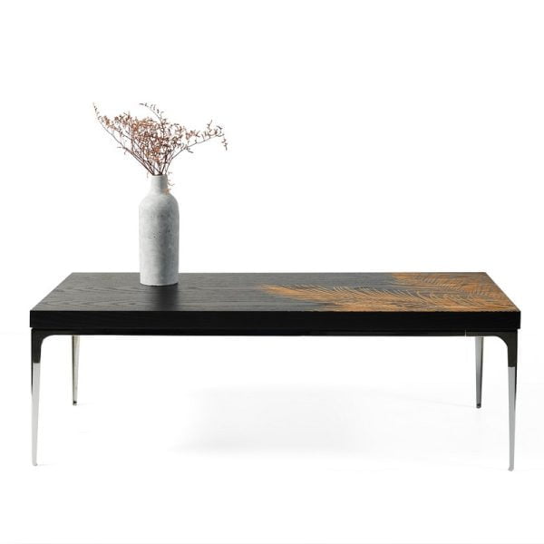 Set of 2 Rectangular coffee tables with silver base - Image 3