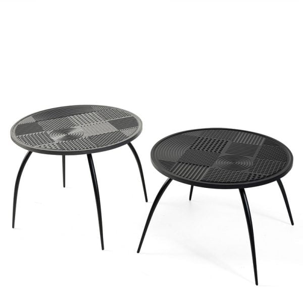 Set of 2 Round side tables - Black