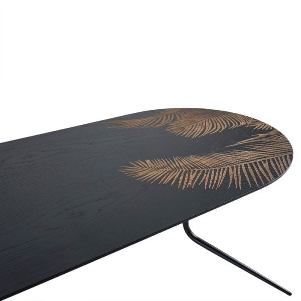 Oval Wood table with leaf design - Image 2