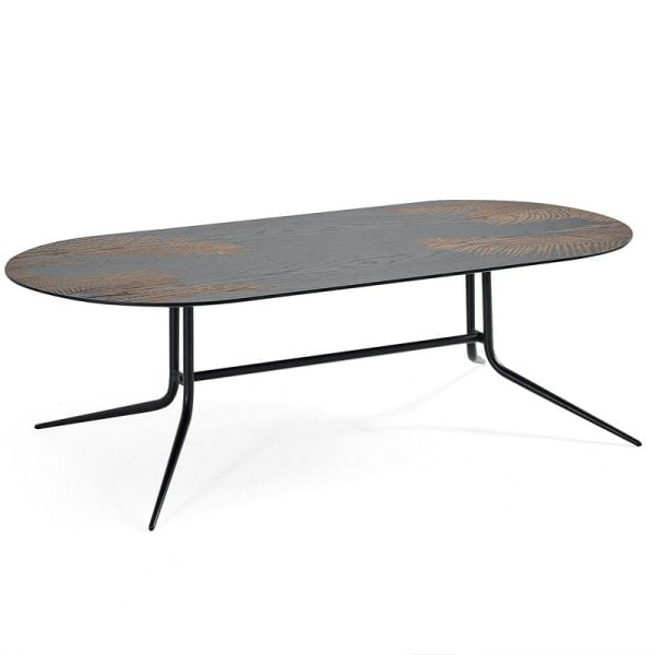 Oval Wood table with leaf design - Image 3