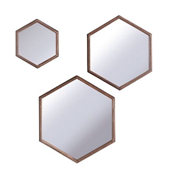 Set of 3 Mirrors with wood frame.