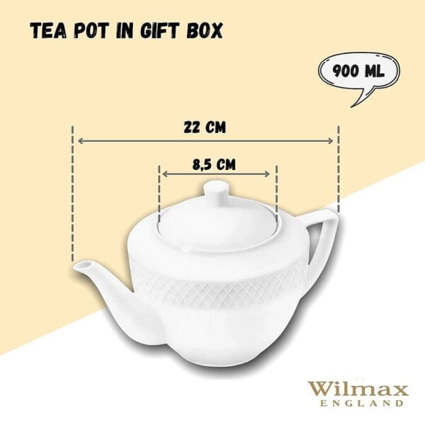 White Teapot 900ml - Image 9