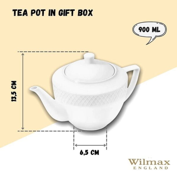 White Teapot 900ml - Image 10