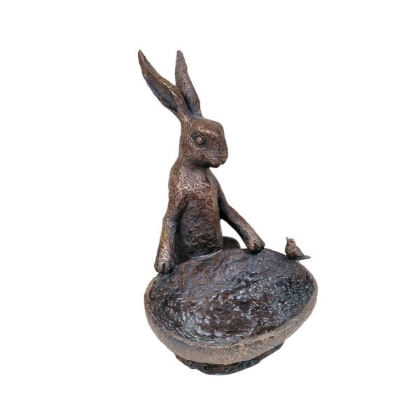 Sitting Rabbit Bird Bath - Polyresin