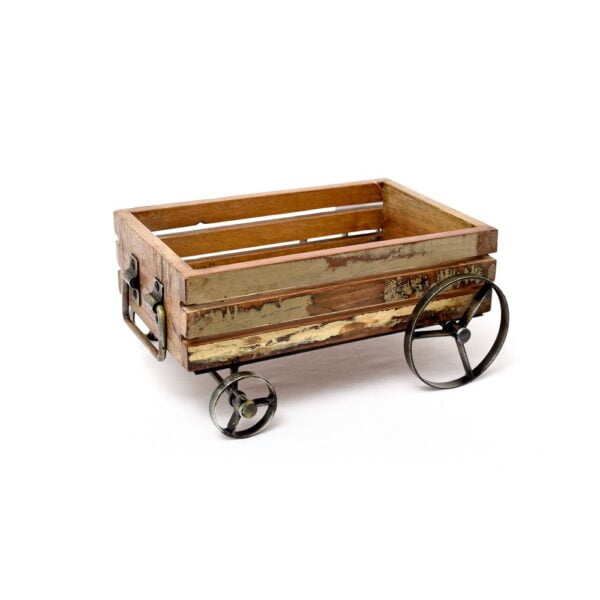 Recycled Wood Rectangle Cart 4 Wheels