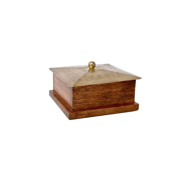 Wood Square Box With Metal Lid