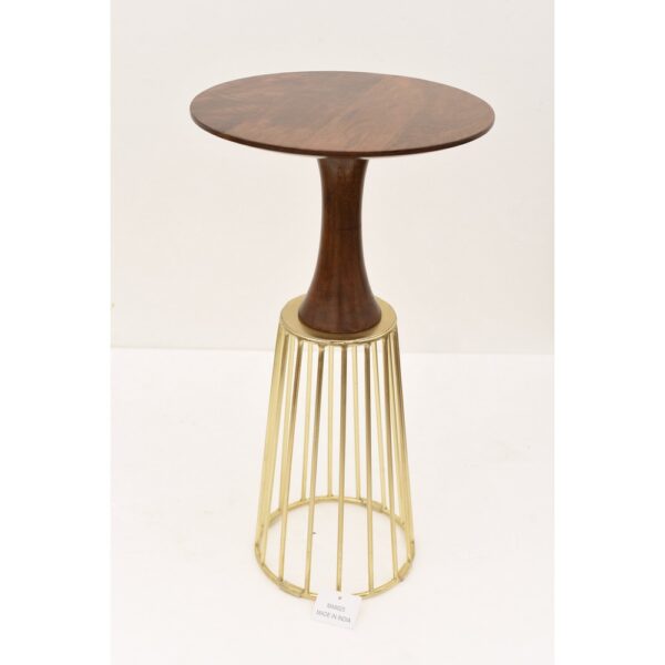 Wood Table Round Iron Legs Gold