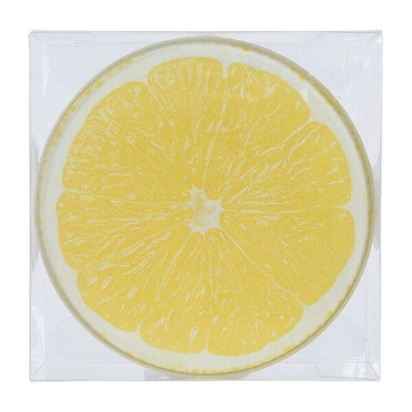 Coaster glass round lemon print