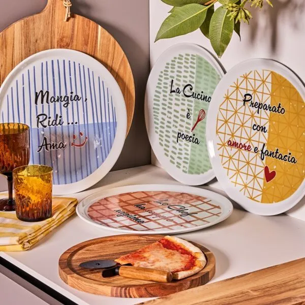 Tognana Set of 4 Cinzia Multicolor Pizza Plates - Image 2
