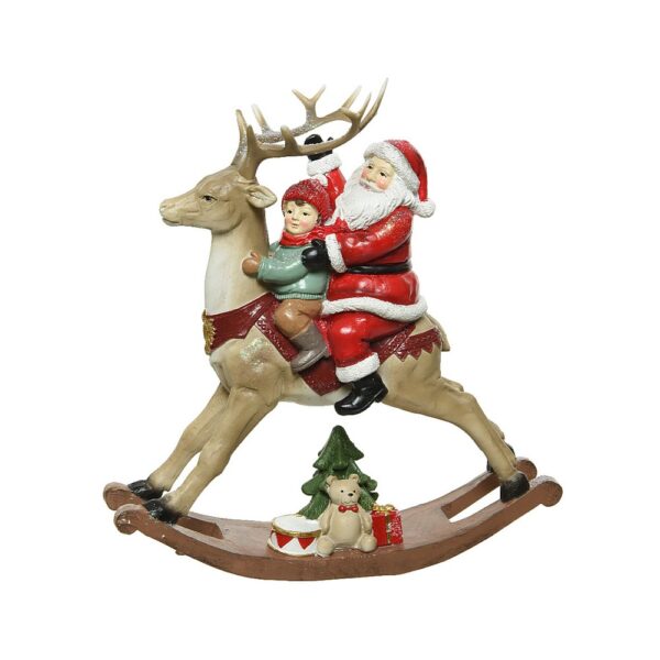 Santa polyresin rocking reindeer