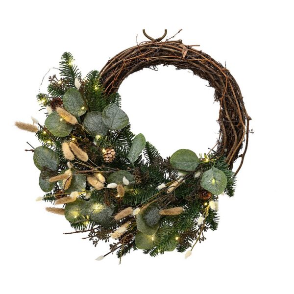 Tail grass wreath frosted berry pinecone