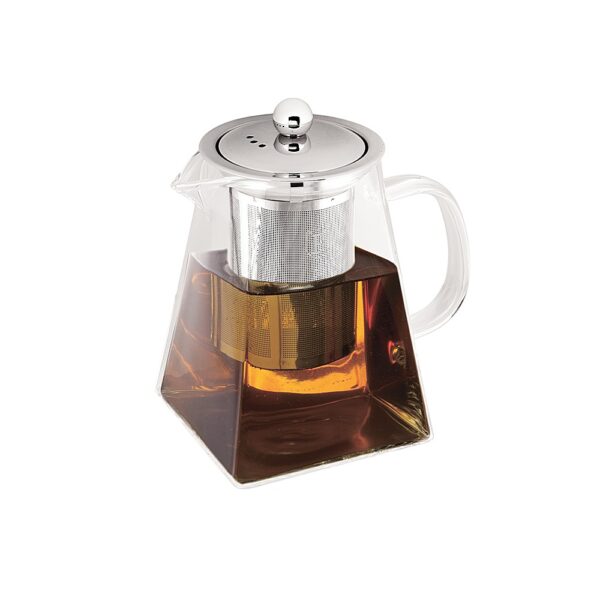 Square glass tea pot with filter