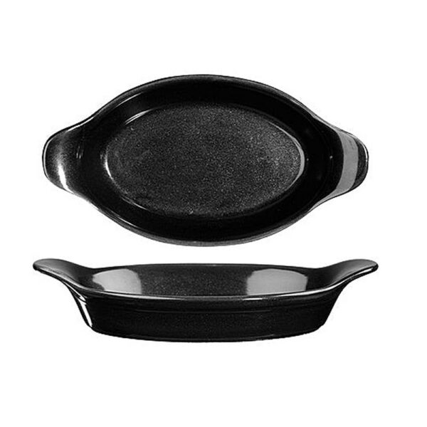 Oval Eared Dish Onyx Black Porcelain 380ml