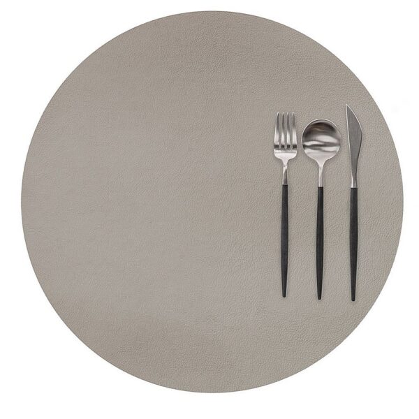 TOGO Placemat Round Leather Look Imitation ,Taupe - Image 2