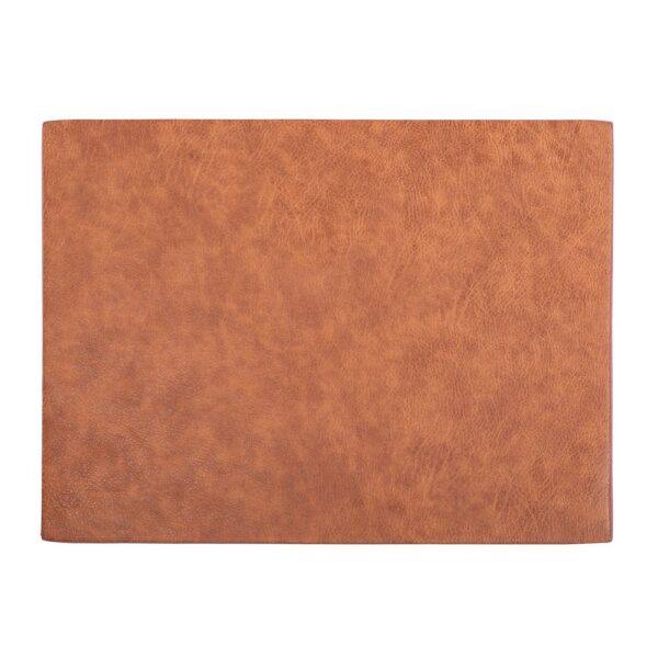 TROJA Placemat, Rectangular Vegan Leather, Caramel