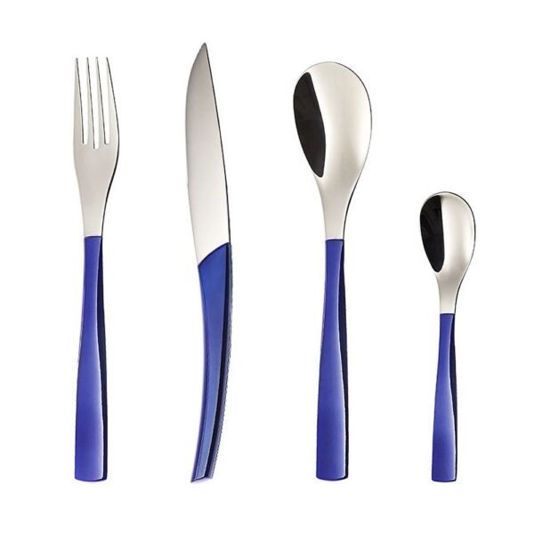 Cutlery Set For 24 Place Settings - Quartz Miroir Bleu Celeste