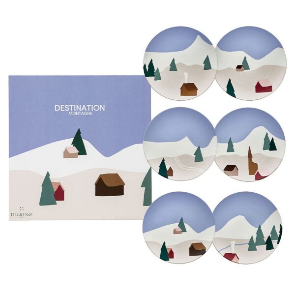 Set of 6 Round Plates 23cm - Destination Montagne