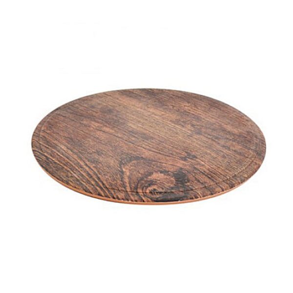 Round Melamine Tray 29cm, Rustic Wood Effect