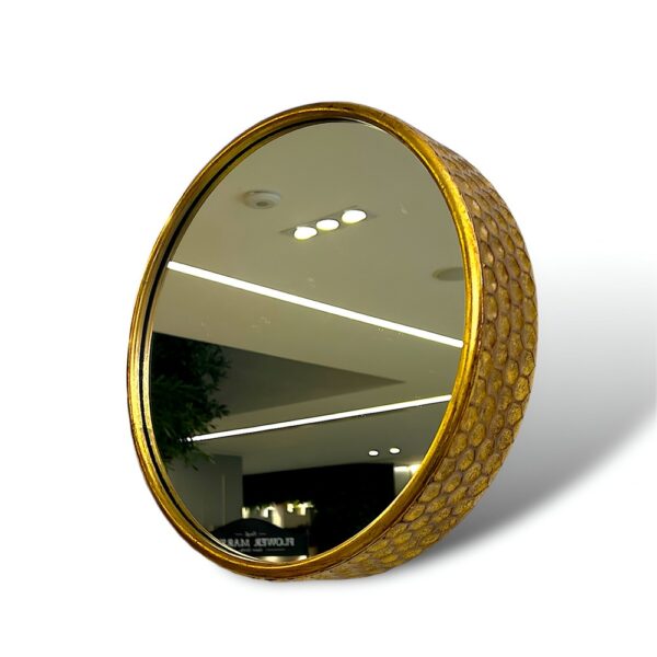 Gold Round Iron Mirror