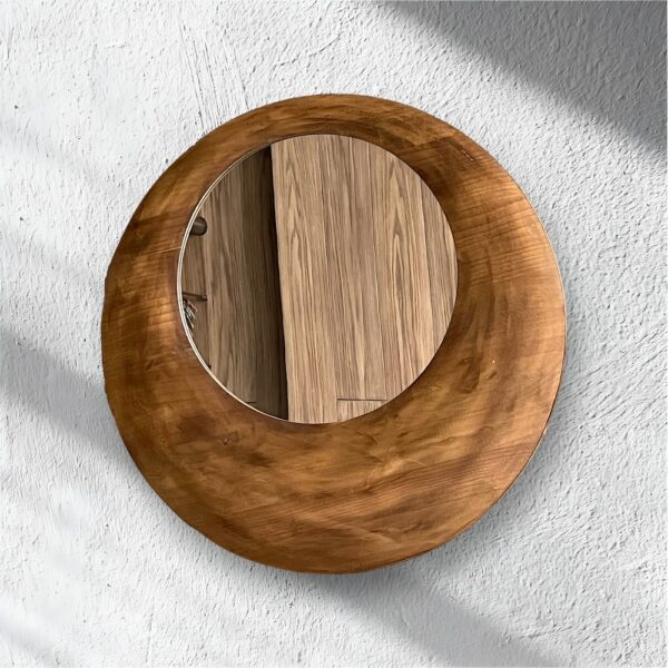 Wooden Round Mirror