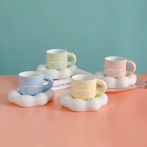 Ceramic Cloud Plate And Coffee Cup, Sold Separately