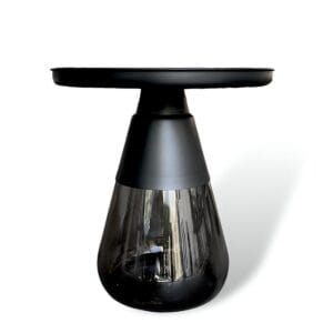 Glass Table With Matt Metal Top