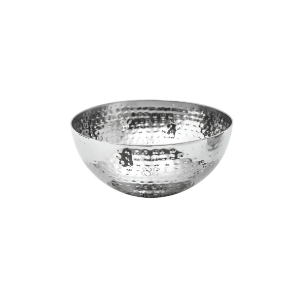 Salad Bowl In Hammered Stainless Steel