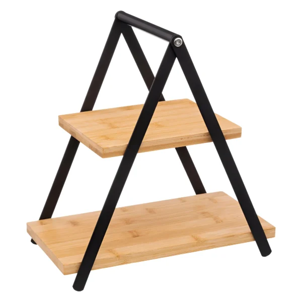 Black 2 Tier Stand Bamboo Server