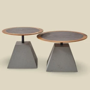 Set of 2 Coffee Tables, Grey and Wood