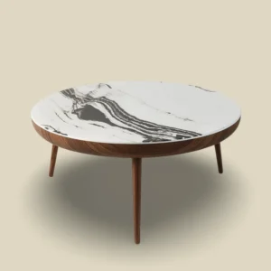 Coffe Table with Wood Base and marble style Top