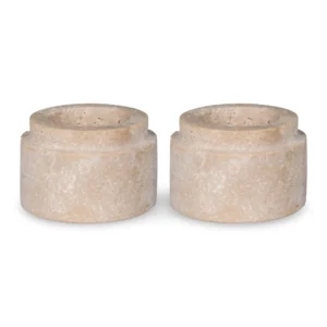 Vox Candle Holder Travertine (Set of 2)