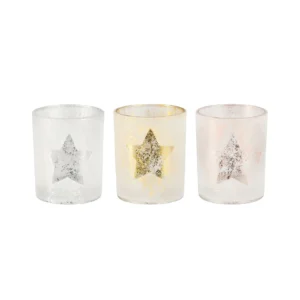 Tealight holder star pink gold silver assorted