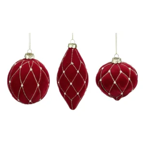 Ornament ball onion drop bordeaux 3 assorted 12pcs