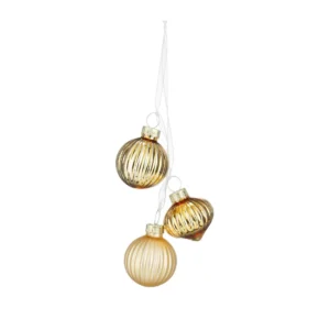Bauble glass gold 3pcs bundle 48pcs W:3.5cm