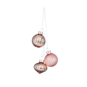Bauble glass pink 3pcs bundle W:3.5cm