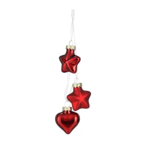 Bauble glass star heart red 3pcs bundle 48pcs