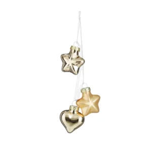 Bauble glass star heart champagne 3pcs bundle 48pcs