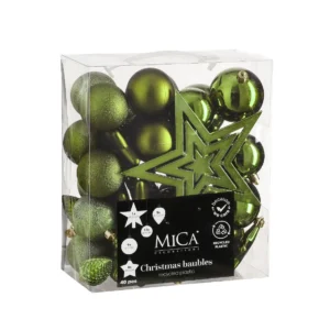 Tree decoration unbreakable d. green 40pcs 8cm