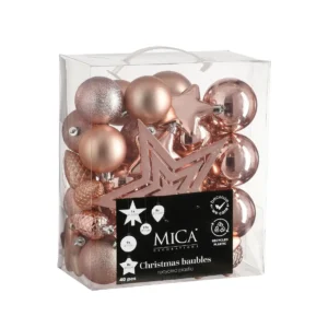 Tree decoration unbreakable pink 40pcs 8cm