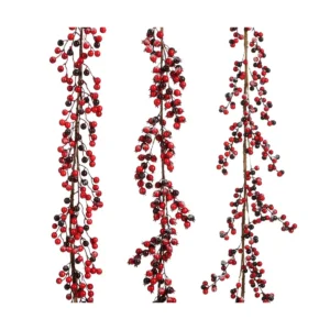 Garland berries bordeaux frosted 3 assorted 180cm