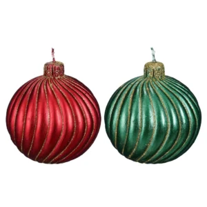 Candle bauble red green 2 assorted 9cm