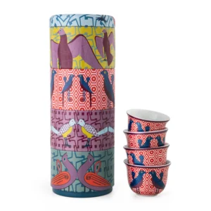 4 Levels Tin Box with 4 Cups Birds of Paradise